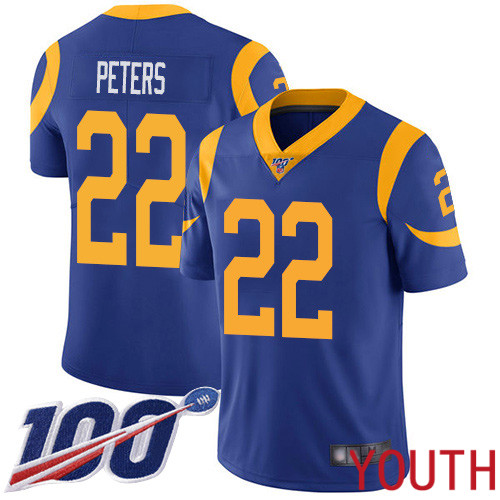 Los Angeles Rams Limited Royal Blue Youth Marcus Peters Alternate Jersey NFL Football #22 100th Season Vapor Untouchable